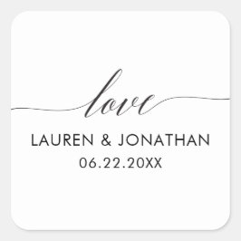 Pegatina Cuadrada Pegatinas de amor, Pegatinas a favor de la boda, B