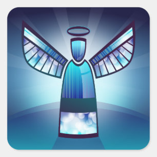 Pegatina Cuadrada pegatinas de ángeles azules