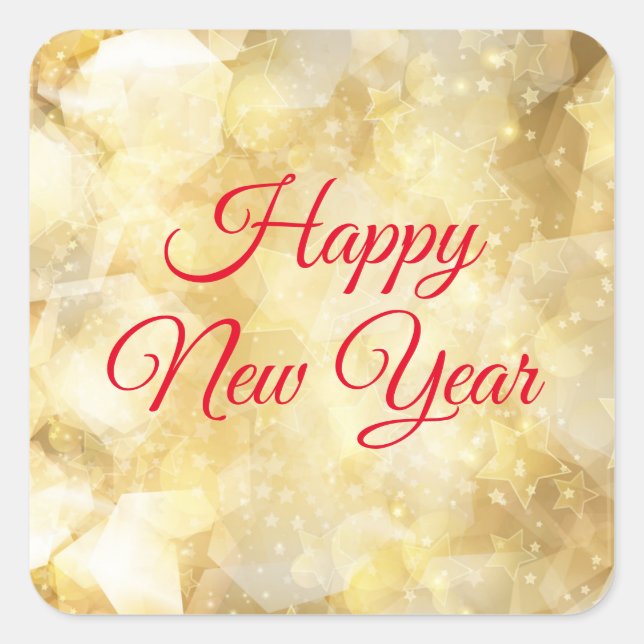 Pegatina Cuadrada Pegatinas de Año Nuevo (Anverso)