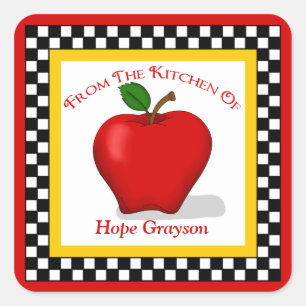 Pegatina Cuadrada Pegatinas de Apple y Checkerboard Kitchen Square