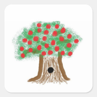 Pegatina Cuadrada Pegatinas de árbol de Apple