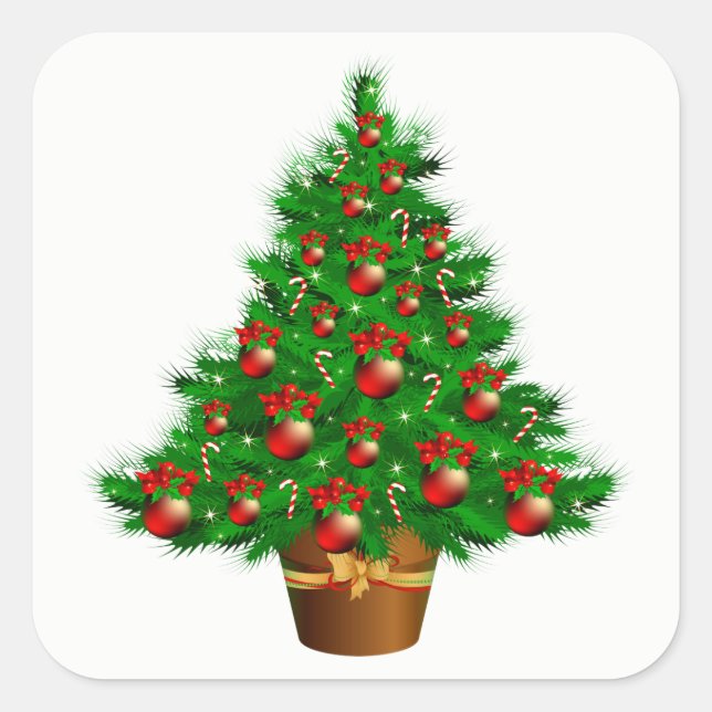 Pegatina Cuadrada Pegatinas de árbol de Navidad (Anverso)