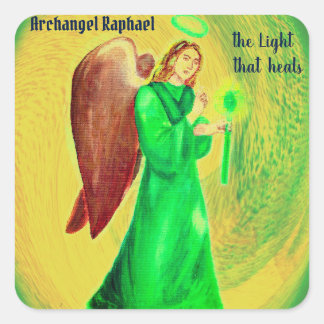 Pegatina Cuadrada Pegatinas de Archangel Raphael: La luz que se cura
