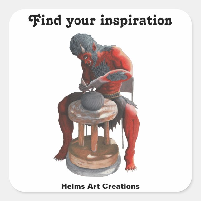 Pegatina Cuadrada Pegatinas de arte de artesanía de Ogre (Anverso)