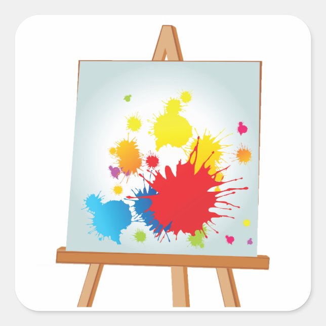 Pegatina Cuadrada Pegatinas de arte de Easel (Anverso)