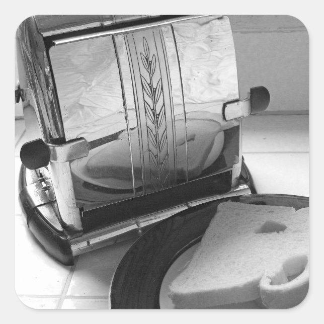 Pegatina Cuadrada Pegatinas de arte de la cocina de tostadora de épo (Anverso)