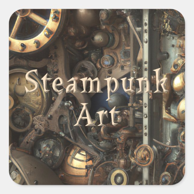 Pegatina Cuadrada Pegatinas de arte de Steampunk (Anverso)