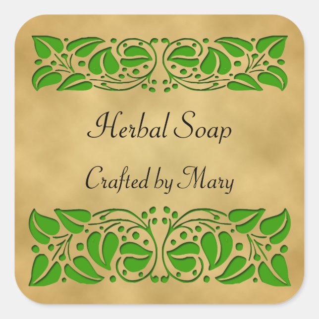 Pegatina Cuadrada Pegatinas de artesanías Personalizados de Green Le (Anverso)