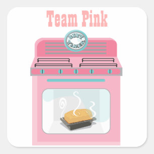 Pegatina Cuadrada pegatinas de Baby Shower "Bun in the oven"
