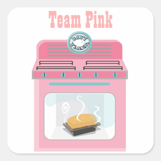 Pegatina Cuadrada pegatinas de Baby Shower "Bun in the oven" (Anverso)