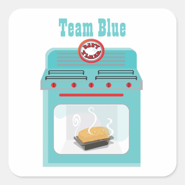 Pegatina Cuadrada pegatinas de Baby Shower "Bun in the oven" (Anverso)