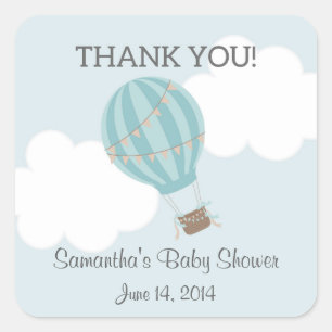 Pegatina Cuadrada Pegatinas de Baby Shower del globo del aire