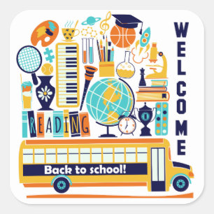 Pegatina Cuadrada Pegatinas de Back to Schools