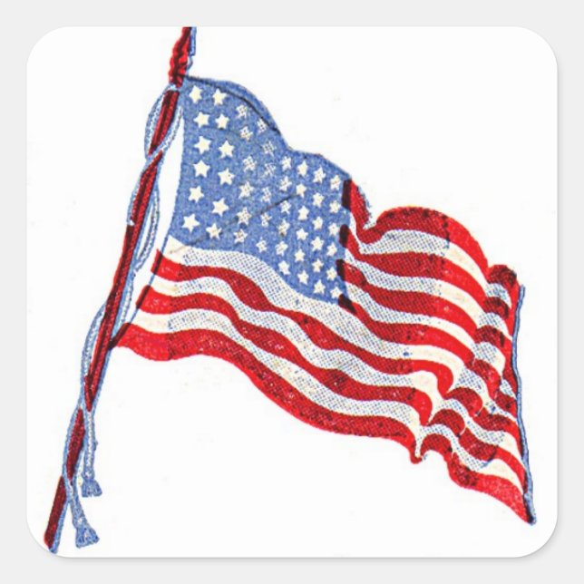 Pegatina Cuadrada Pegatinas de Bandera de Estados Unidos (Anverso)