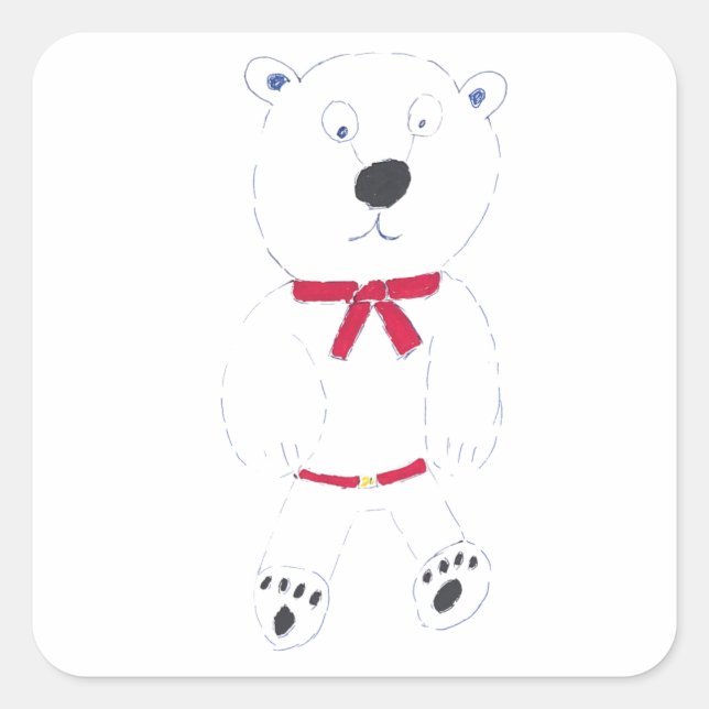 Pegatina Cuadrada Pegatinas de Barry Bear Square (Anverso)