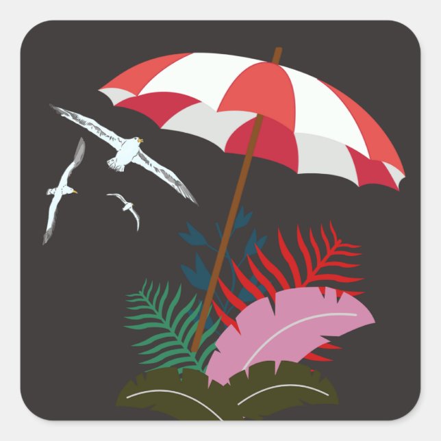 Pegatina Cuadrada Pegatinas de Beach Vbes (Anverso)