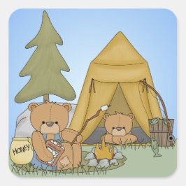 Pegatina Cuadrada Pegatinas de Bear Camping
