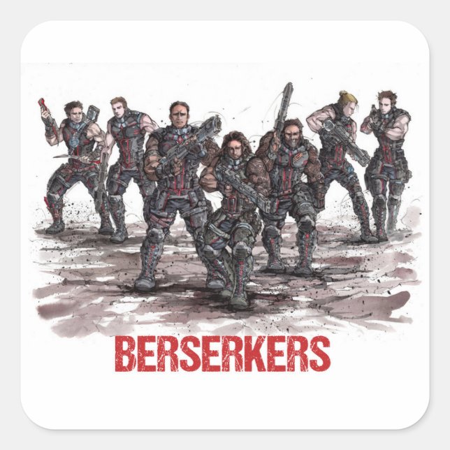 Pegatina Cuadrada Pegatinas de Berserkers (Anverso)