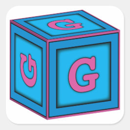 Pegatina Cuadrada Pegatinas de bloques de bebés - Letra "G"