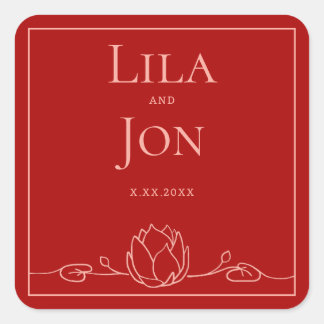 Pegatina Cuadrada Pegatinas de bodas personalizadas de Lotus