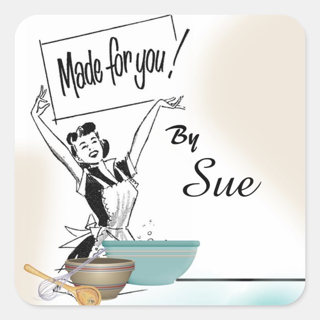 Pegatina Cuadrada Pegatinas de bolas de estilo retro (Anverso)