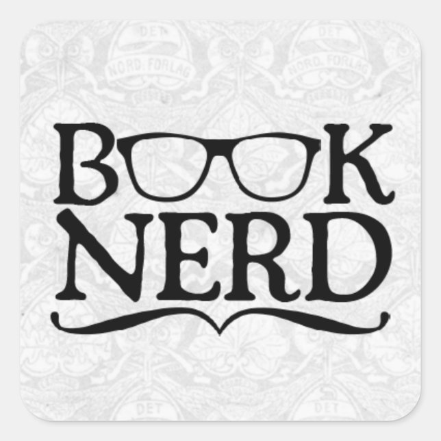 Pegatina Cuadrada Pegatinas de Book Nerd (Anverso)