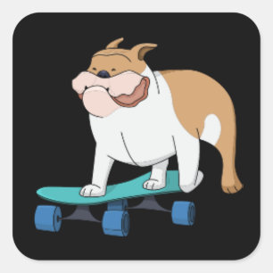 PEGATINA CUADRADA PEGATINAS DE BULLDOG DE SKATEBOARDING