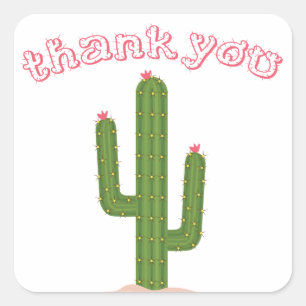 Pegatina Cuadrada Pegatinas De Cactus Verdes Gracias A Rosa