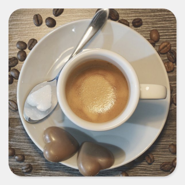 Pegatina Cuadrada pegatinas de café y chocolate (Anverso)