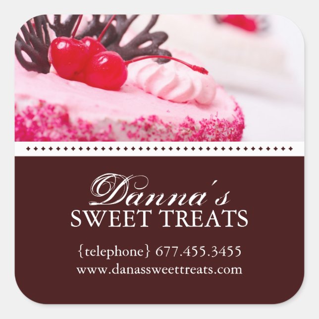 Pegatina Cuadrada Pegatinas de caja del Diseñador de tartas (Anverso)