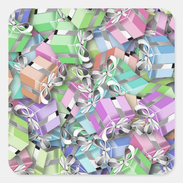 Pegatina Cuadrada pegatinas de cajas pastel (Anverso)