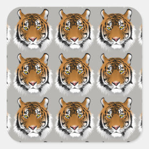 Pegatina Cuadrada Pegatinas de cara de tigre