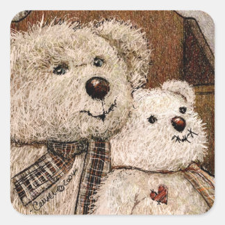 Pegatina Cuadrada Pegatinas de Carroll Teddy Bear