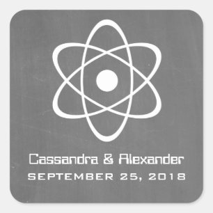 Pegatina Cuadrada Pegatinas de casamiento con tablero de ajedrez ató