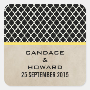 Pegatina Cuadrada Pegatinas de casamiento de quatrefoil de Moda amar