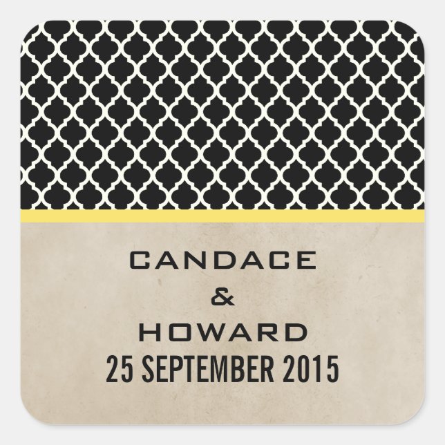 Pegatina Cuadrada Pegatinas de casamiento de quatrefoil de Moda amar (Anverso)