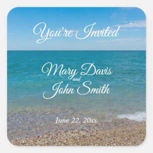 Pegatina Cuadrada Pegatinas de casamiento del paraíso azul