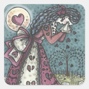 Pegatina Cuadrada Pegatinas DE CEMETERÍA DE CORAZÓN ROTO