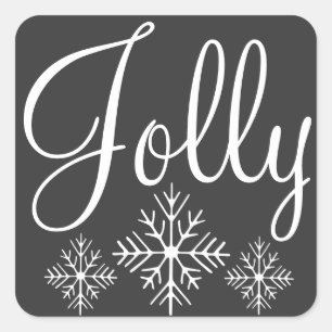 Pegatina Cuadrada Pegatinas de Chalkboard Jolly Snowflakes