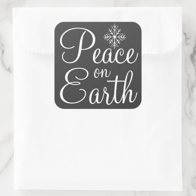 Pegatina Cuadrada Pegatinas de Chalkboard Peace on Earth (Bolso)