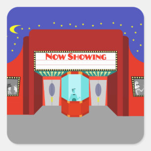 Pegatina Cuadrada Pegatinas de cine retro