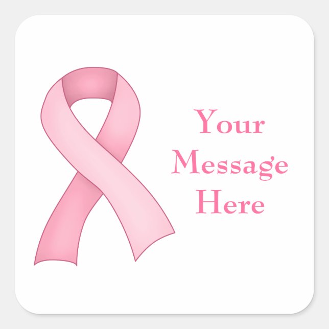 Pegatina Cuadrada Pegatinas de Cinta de Sensibilización Rosa 0002 (Anverso)