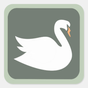 Pegatina Cuadrada Pegatinas de Cisne Retro