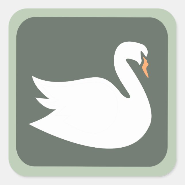 Pegatina Cuadrada Pegatinas de Cisne Retro (Anverso)