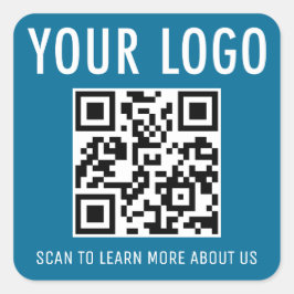 Pegatina Cuadrada Pegatinas de código QR azul marino Personalizado l