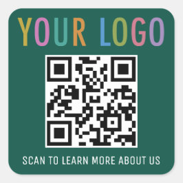 Pegatina Cuadrada Pegatinas de código QR verde Personalizado logotip