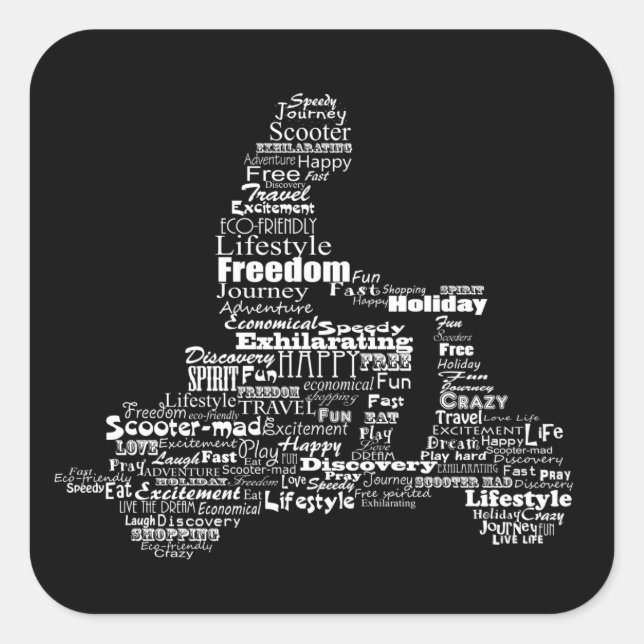 Pegatina Cuadrada Pegatinas de collage de palabras de Scooter (Anverso)