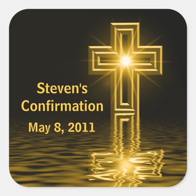 Pegatina Cuadrada Pegatinas de confirmación de personalizado (Anverso)