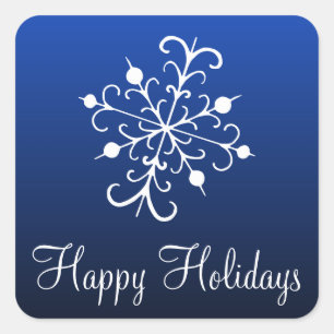 Pegatina Cuadrada Pegatinas de copo de nieve azul