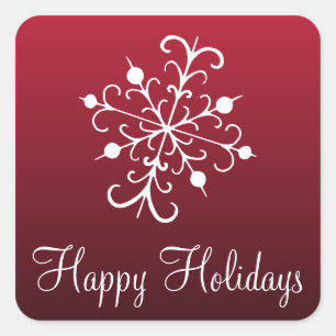 Pegatina Cuadrada Pegatinas de copo de nieve rojo